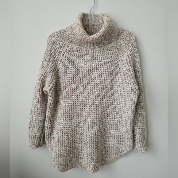 FREE PEOPLE | Dylan Tweedy Turtleneck Sweater Wool Linen Blend SZ S - Picture 2 of 5